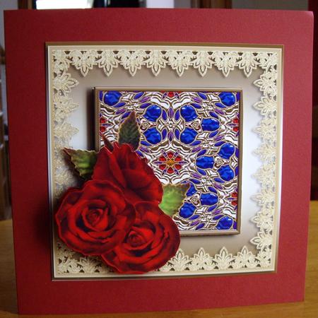 Red Roses with Enamelled Panel by Anne Sutherland
