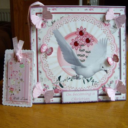Pretty Dove of Peace 8x8ins Card Front by Anne Sutherland