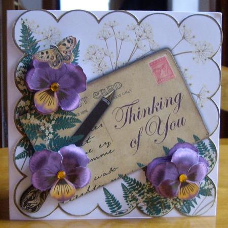 Purple Pansy Thinking of You 6in Scallop Step by Step by Anne Sutherland