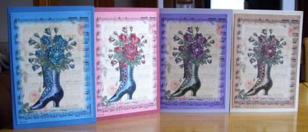 4 Buttoned Boot & Roses Vintage Toppers by Anne Sutherland