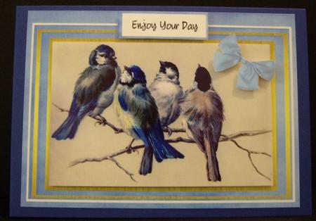 Lovely Blue Birds on a Branch by Anne Sutherland
