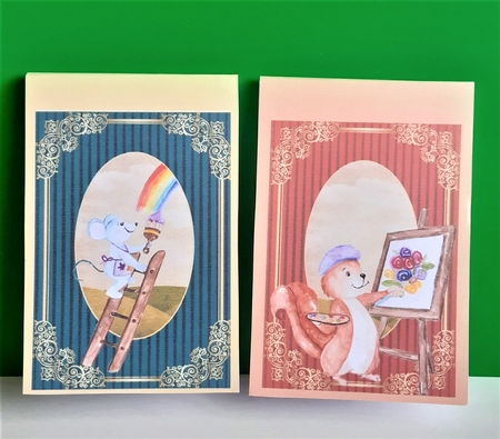 2 forest animal artist card fronts 2 by Anne Jackson