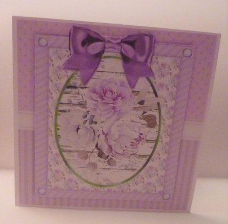  4 Pretty roses in ornate frame with bows card fronts 8x8 mini kit by Anne Jackson