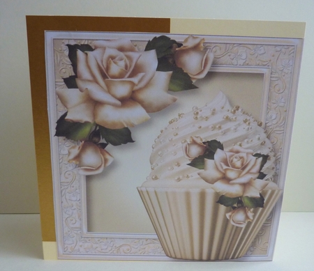 Ivory Roses Cupcake 8x8 by Anne Jackson