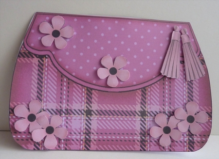 3D Shaped Card  Kit - Pretty Tartan & Polka Dot Fold Over Clutch Bag by Anne Jackson