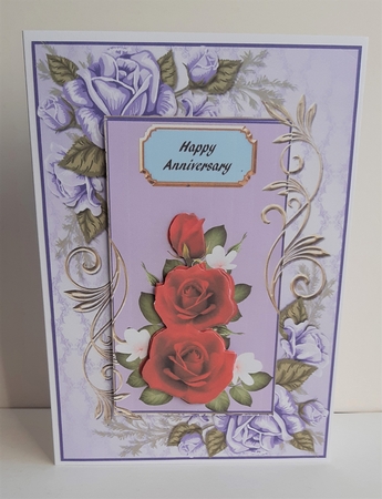 Rose Cluster in Purple Frame - A5 by Anne Jackson