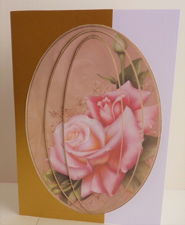 Elongated Oval Stacker - Pink Edwardian Roses by Anne Jackson