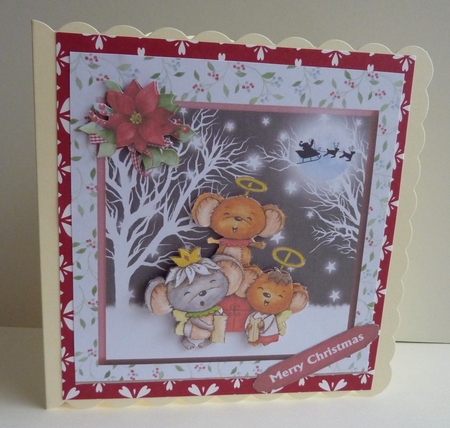 Choir mice christmas card front & decoupage by Anne Jackson