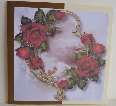 Gorgeous Flowers On Golden Frame - Red Roses 8x8 by Anne Jackson