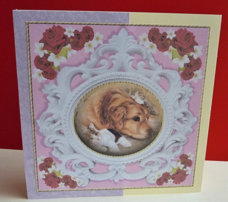 3 Pink rose pet card front/toppers 1 by Anne Jackson
