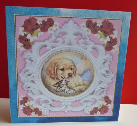 3 Pink rose pet card front/toppers 5 by Anne Jackson