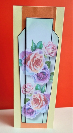 Art Deco Watercolour Lge DL - Purple & Peach Roses by Anne Jackson