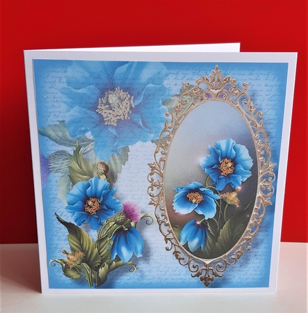 The Framed Blue Poppies 8x8 by Anne Jackson