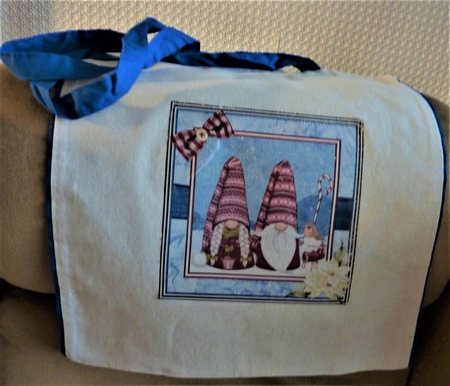 Christmas Gnomes 3: Walking Gnome With You 7 x 7 Decoupage Card Mini-Kit with Sentiments, Blue/Red by Anne Jackson