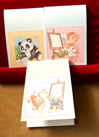6 Little forest artists toppers by Anne Jackson