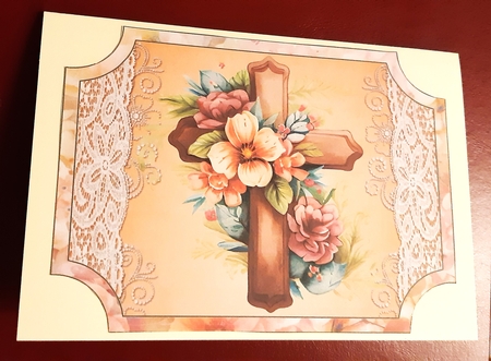 Floral Easter cross easel topper with layered stopper (no base)8 by Anne Jackson