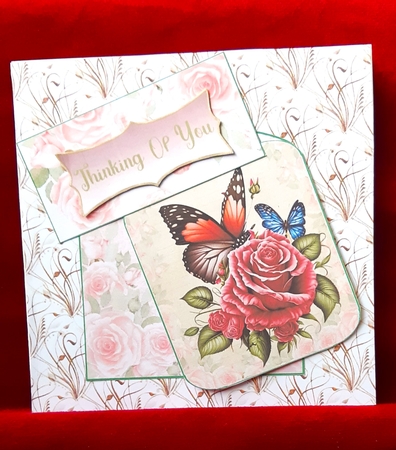 2 Pink butterfly rose pocket tag toppers 1 by Anne Jackson