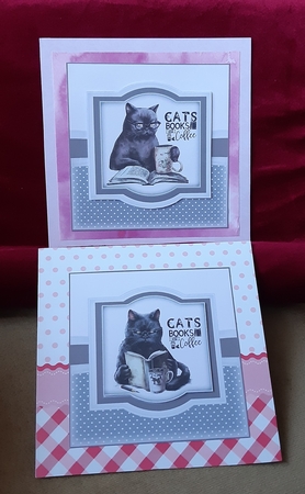 Cats books and coffee card front 1 by Anne Jackson