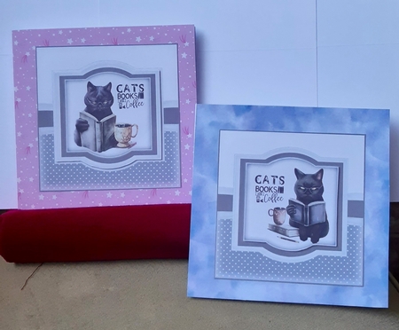 Cats books and coffee card front 2 by Anne Jackson