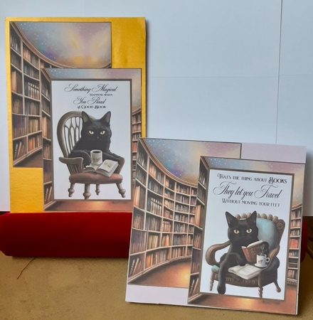 2 Black cat reading notelets 3 by Anne Jackson