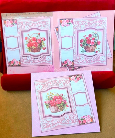 Red rose basket card front 2 by Anne Jackson