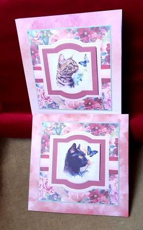 Cat with butterfly card front 1 by Anne Jackson