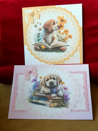 Cute Puppy & Books Collection 4 x All Occasions 7 x 7 Shaped Cards by Anne Jackson