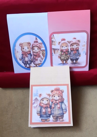 Cute teddy bear 4 CARD FRONTS by Anne Jackson