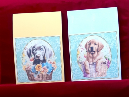 6 Floral pup in basket toppers 5 by Anne Jackson