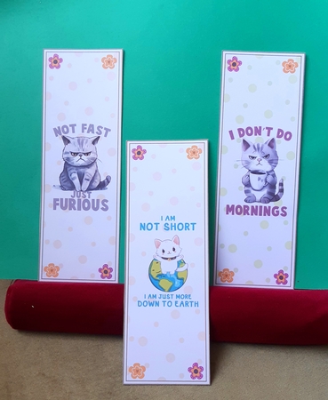 Moody cats 4 x bookmarks 1 by Anne Jackson
