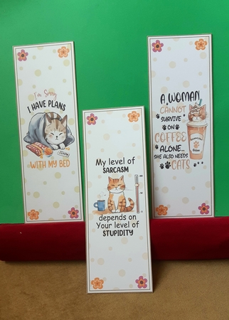Moody cats 4 x bookmarks 4 by Anne Jackson