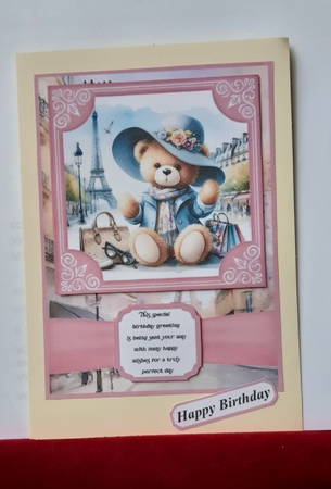6x6 and 5x7 Pink Paris fashionista bear card fronts 1 by Anne Jackson