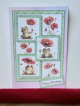 Three squares Frogs & poppies by Anne Jackson