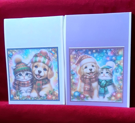 2 Christmas Puppy and Kitten Toppers by Anne Jackson