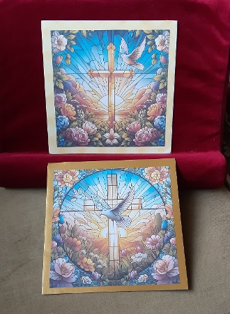 Stained Glass Easter Cross and Doves by Anne Jackson