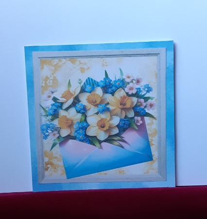 Pretty Envelope With Flowers 8X8 Card Front (THREE) by Anne Jackson