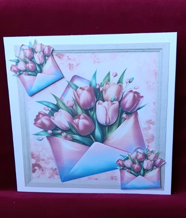 Pretty Envelope With Flowers 8X8 Card Front (FOUR) by Anne Jackson