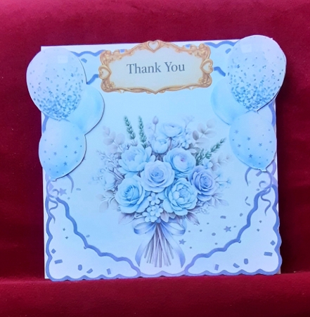 Pastel Blue & Lavender Floral Balloon Topper Set with Gold Sentiments – Birthday, Thank You & Congratulations Featured Gallery Photo