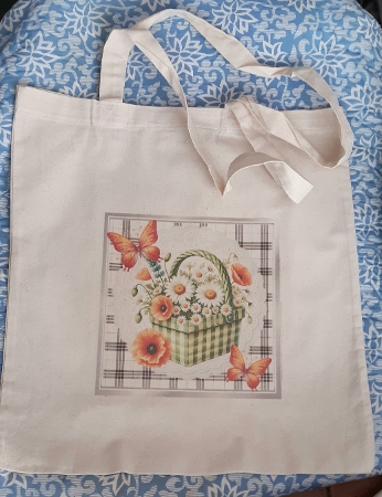 4 Basket Of Flowers With Black/White Gingham 7x7 Card, Mini Kit by Anne Jackson