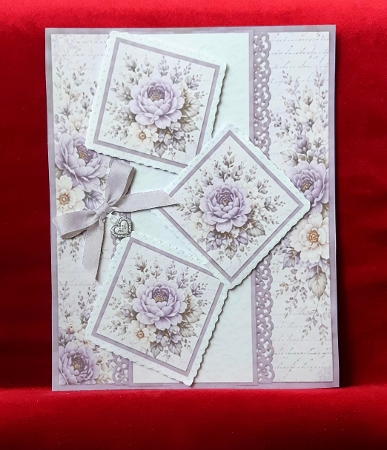 Purple Flower Card Kit – Diamond Panels, Lavender Ribbon & Elegant Birthday Topper by Anne Jackson