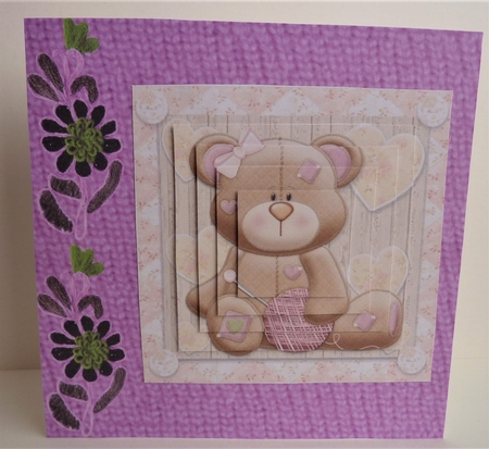 Embroidered Knitting Background - Lilac by Anne Jackson