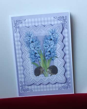 Bluebells with Little Hedgehogs in Gingham Frame A4 by Anne Jackson