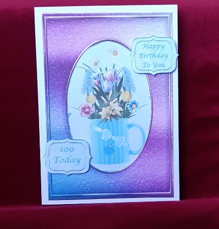 8x8ins Blue Butterflies 100-105 Decoupage Card Front by Anne Jackson