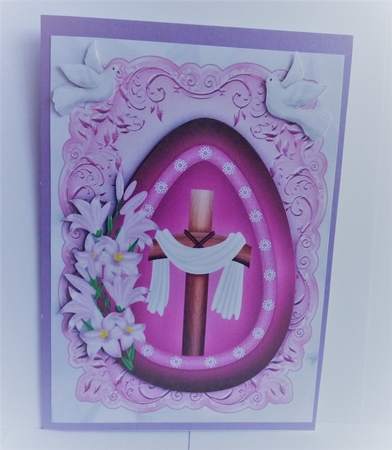Easter Egg with Cross and Doves on Ornate Frame by Anne Jackson