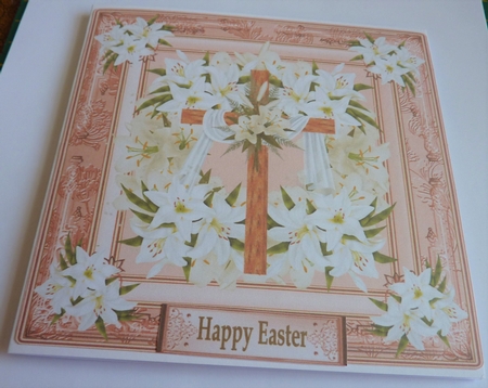 Happy Easter 8x8ins Card Front by Anne Jackson