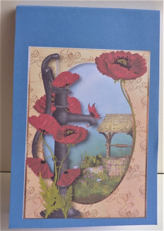 Red Poppies & Water Pump + Decoupage by Anne Jackson