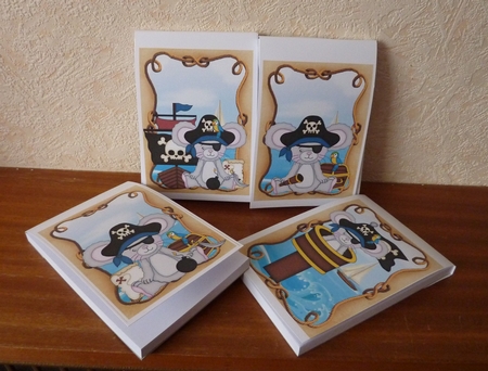 4 Blue Pirate Bear Toppers by Anne Jackson