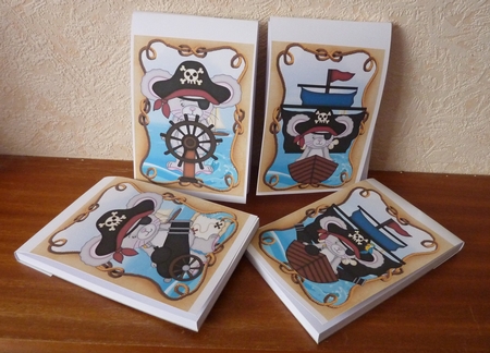 4 Red Mouse Pirate Toppers by Anne Jackson