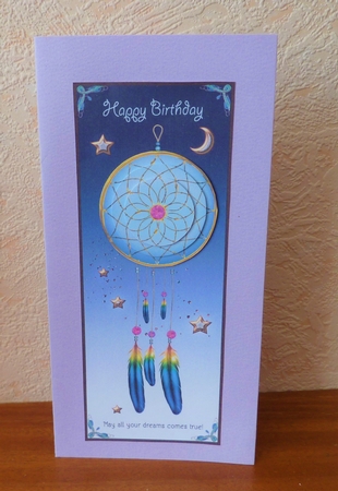 Happy Birthday Purple Dreamcatcher Lg Dl by Anne Jackson
