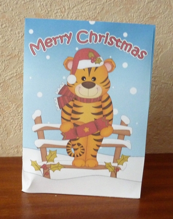 3D Little Christmas Tiger Gift Bag Mini Kit by Anne Jackson